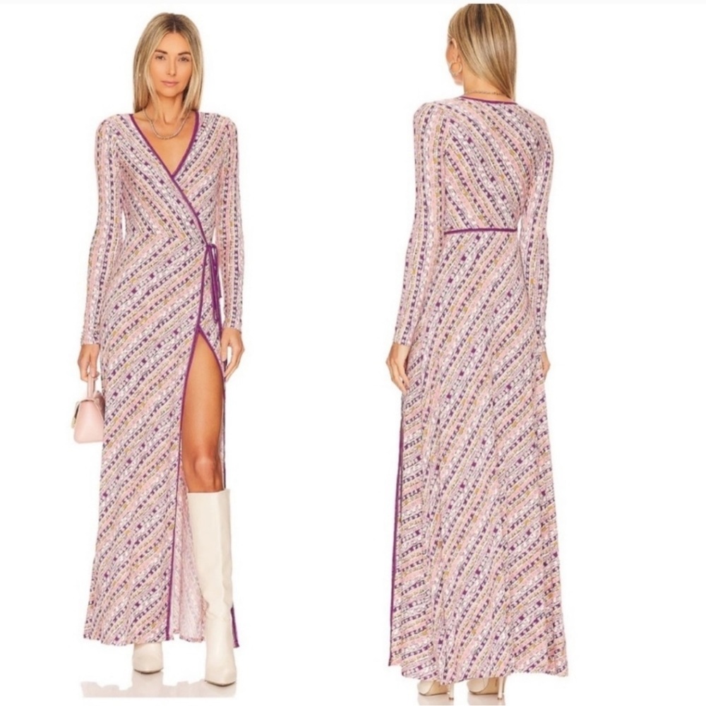 Free People Purple and Cream Maxi Dress
